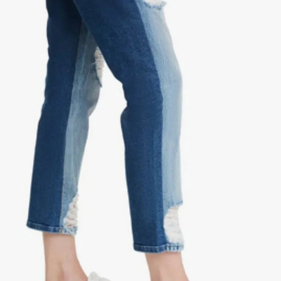 7 For All Mankind 50/50 Ripped High Waist Ankle Straight Leg Jeans. Sz: 28 - Picture 4 of 14